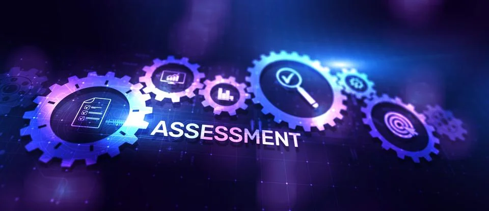 Assessment analysis Business analytics evaluation measure technology concept. Illustrazione stock