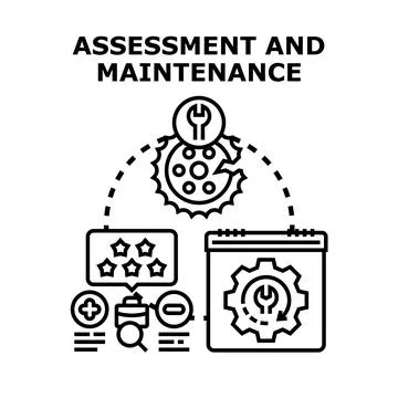 Assessment and maintenance process managing engineering solutions Illustrazione stock