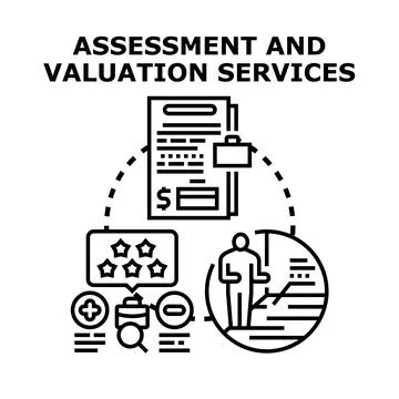 Assessment and valuation services concept icon Stock Illustration