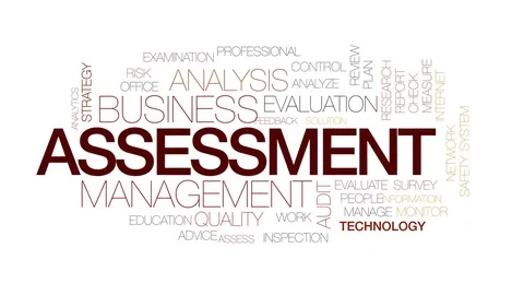 Assessment animated word cloud, text design animation. Kinetic typography. Stock Footage 79787981