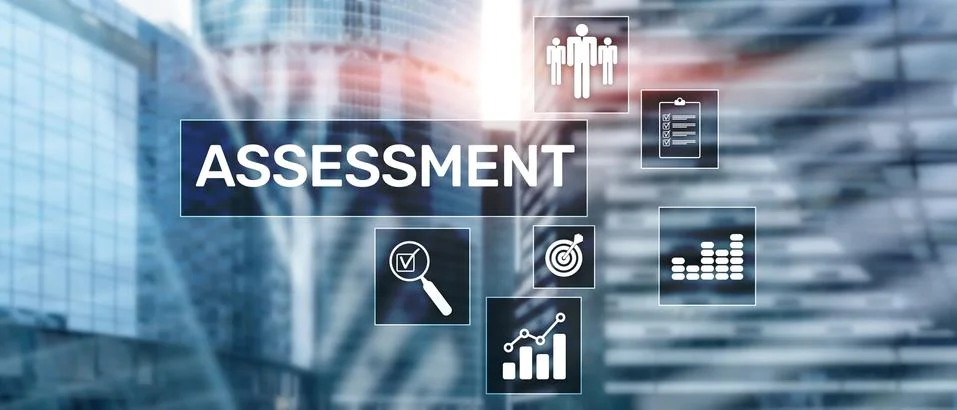 Assessment Evaluation Measure Analytics Analysis Business and Technology concept Illustrazione stock