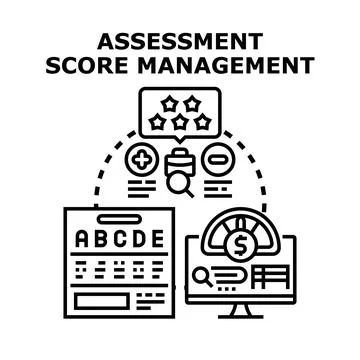 Assessment score management system evaluating performance rating Stock Illustration