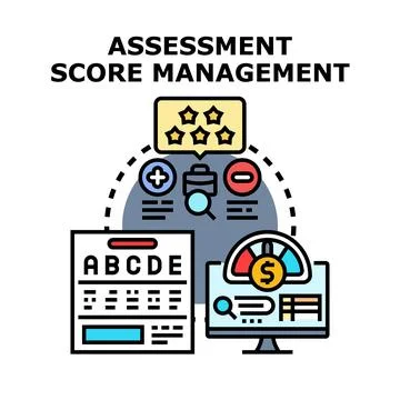 Assessment score management system evaluating performance rating Illustrazione stock