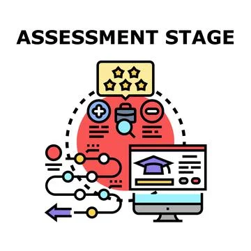 Assessment stage concept representing evaluation process Stock Illustration
