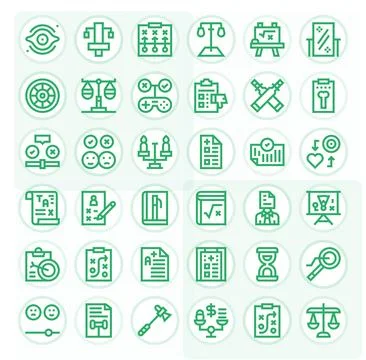 Assessment Vector Icon Collection featuring 36 PIXEL Perfect Retina Ready B.. Stock Illustration