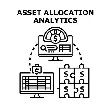 Asset allocation analytics calculating financial investment strategy Stock Illustration