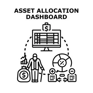 Asset allocation dashboard managing financial investment portfolio Stock Illustration