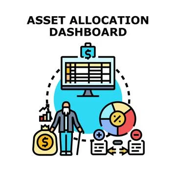 Asset allocation dashboard managing financial investment portfolio Stock Illustration