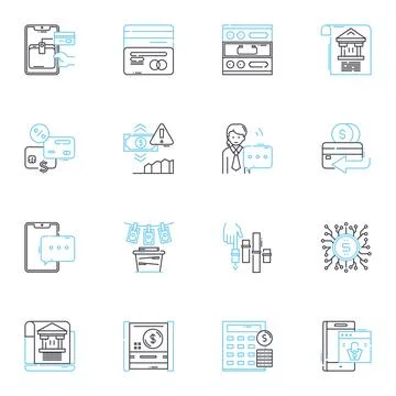 Asset allocation linear icons set. Diversity, Risk, Allocation, Investments Stock Illustration
