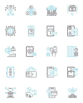 Asset allocation linear icons set. Diversity, Risk, Allocation, Investments 库存插图