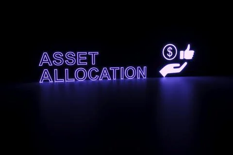 ASSET ALLOCATION neon concept self illumination background 3D illustration Stock Photos