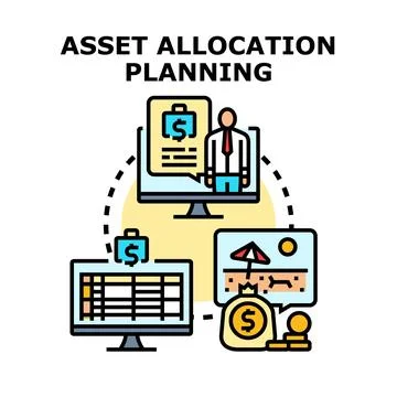 Asset allocation planning process for financial investment strategy Illustrazione stock