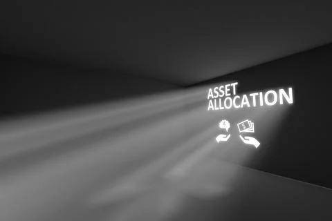 ASSET ALLOCATION rays volume light concept 3d illustration Stock Illustration