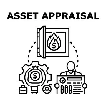 Asset appraisal process evaluating financial worth Stock Illustration
