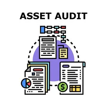 Asset audit process with financial documents analysis 库存插图