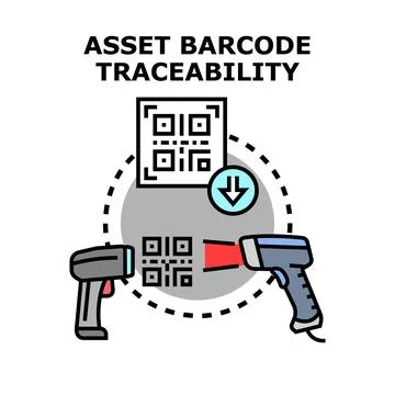 Asset barcode traceability tracking with qr code scanners 스톡 일러스트