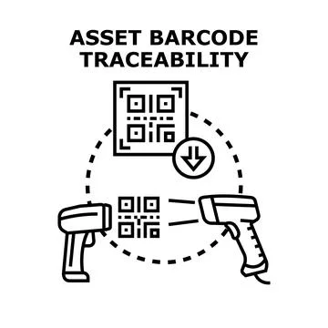 Asset barcode traceability tracking with qr code scanners 스톡 일러스트