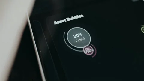 Asset Bubbles showing the distribution of assets for categories Fixed and Crypto Stock Footage 332912429