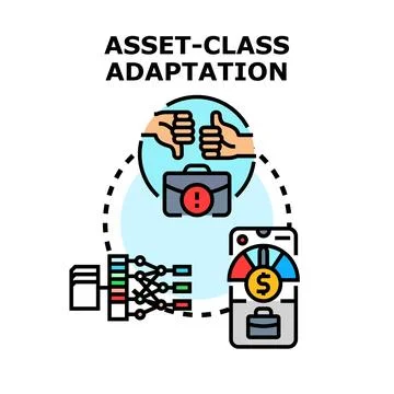 Asset class adaptation financial strategy optimization investment portfolio Stock Illustration