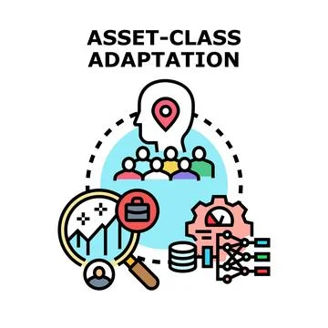 Asset class adaptation strategy for financial investment portfolio Stock Illustration