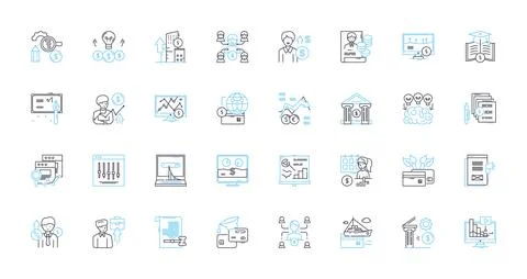 Asset control linear icons set. Inventory, Management, Tracking, Optimization Stock Illustration