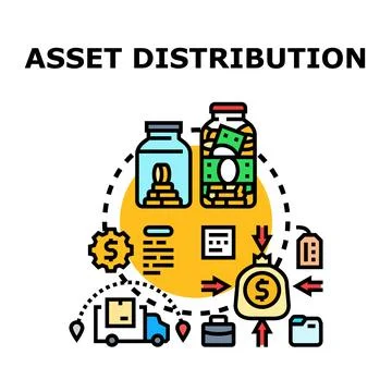 Asset distribution concept managing financial and physical assets Stock Illustration
