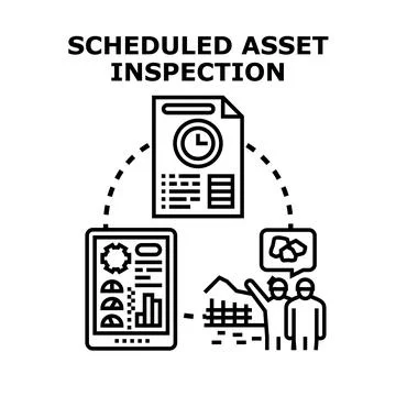 Asset inspection process scheduling and digital management 库存插图