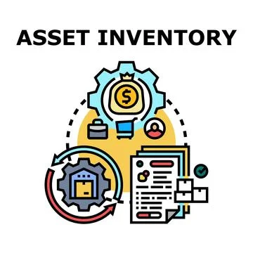 Asset inventory management system controlling products and finances Stock Illustration