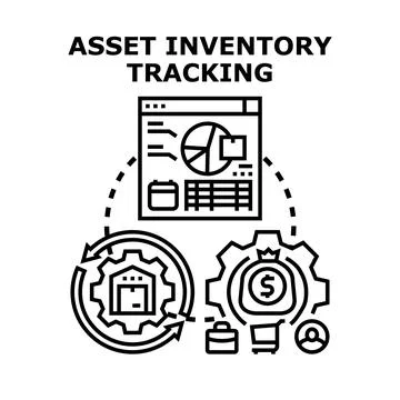Asset inventory tracking system managing business logistics Stockillustratie