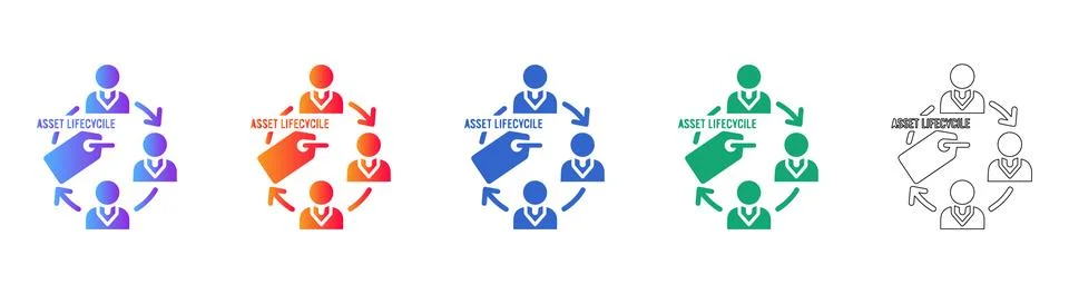 Asset Lifecycle Management Icon Set Stock Illustration