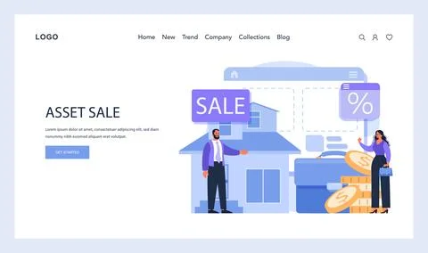 Asset Liquidation web or landing. A strategic approach to selling Stock Illustration