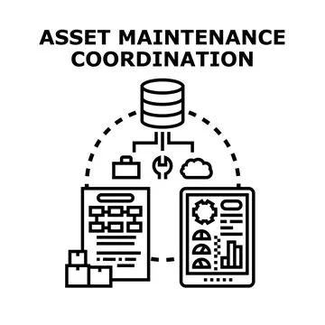 Asset maintenance coordination and digital management system Stock Illustration