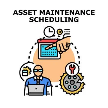 Asset maintenance scheduling planning and repair management 库存插图