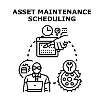 Asset maintenance scheduling planning and repair management Stock Illustration