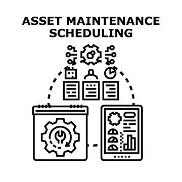 Asset maintenance scheduling using digital management system Stock Illustration