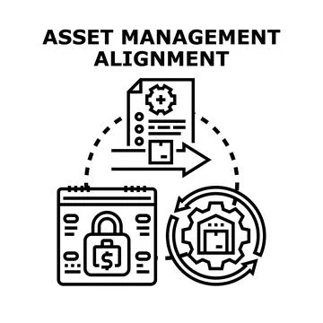 Asset management alignment process optimizing financial operations Stock Illustration