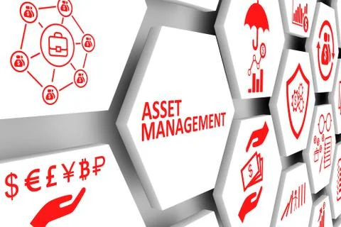 ASSET MANAGEMENT concept cell background 3d illustration Stock Illustration
