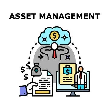 Asset management concept creating financial strategy planning digital future Stock Illustration