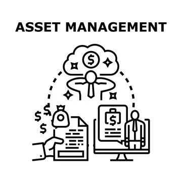 Asset management concept creating financial strategy planning digital future Stock Illustration