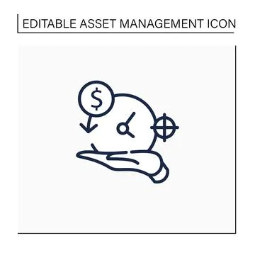 Asset management line icon Stockillustratie