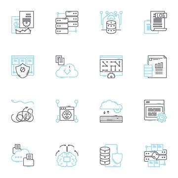 Asset management linear icons set. Investments, Portfolio, Optimization 스톡 일러스트
