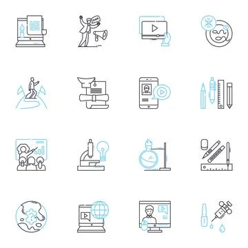 Asset management linear icons set. Investments, Portfolio, Assets, Wealth Stock Illustration
