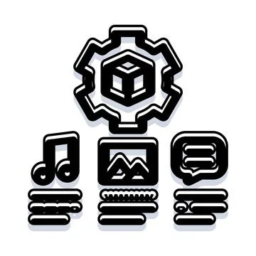 Asset management processing different multimedia content types Stock Illustration