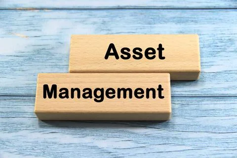 "Asset Management" text or message short word english letter on wooden cube.. Stock Photos