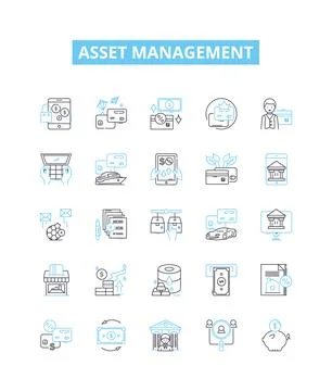 Asset management vector line icons set. Assets, Management, Investment Illustrazione stock