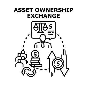 Asset ownership exchange process trading financial assets Stock Illustration