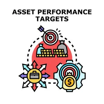 Asset performance targets achieving financial goals icon Stock Illustration