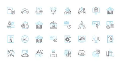 Asset protection linear icons set. Insurance, Trusts, Security, Preservation Stock Illustration
