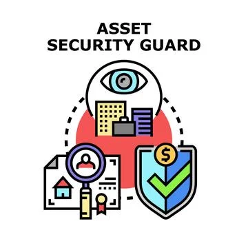 Asset security guard protecting financial and property assets Stock Illustration