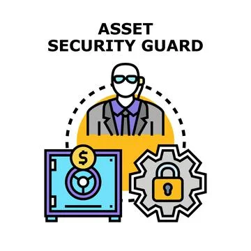 Asset security guard protecting financial valuables concept Stock Illustration